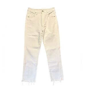 AMO Chloe Crop Release Hem Jeans In White Sand. Sz 26 MSRP $290